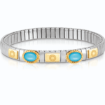 Stretchable Bracelet With Gold & 2 Natural Stones