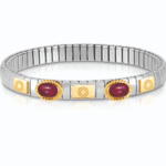 Stretchable Bracelet With Gold & 2 Natural Stones