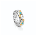 Stretchable Ring With Gold & Natural Stones