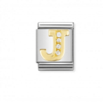 Composable Big Link Letter ‘J’ In 18K Gold With Stones