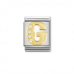 Composable Big Link Letter ‘G’ In 18K Gold With Stones