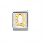 Composable Big Link Letter ‘Q’ In 18K Gold With Stones