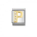 Composable Big Link Letter ‘P’ In 18K Gold With Stones