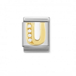 Composable Big Link Letter ‘U’ In 18K Gold With Stones