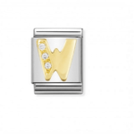 Composable Big Link Letter ‘W’ In 18K Gold With Stones