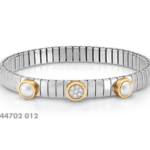 Stainless Steel Bracelet With Pearls, PVD And Cubic Zirconia Silver Details