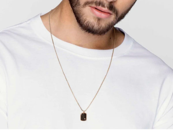 GENTLEMAN NECKLACE WITH BLACK DIAMOND