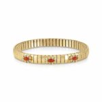 GOLDEN EXTENSION BRACELET WITH  RED CORAL & CUBIC ZIRCONIA