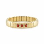 Golden Extension Bracelet with Red Coral Cubic  Zirconia