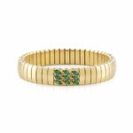 Golden Medium Size  Extension Bracelet With Green CZ