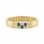 Golden Medium  Extension Bracelet with Blue CZ