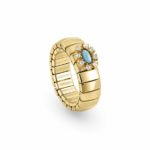 Golden Extension Ring with Turquoise & CZ