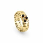 Golden Extension Ring with Black Agathe & CZ