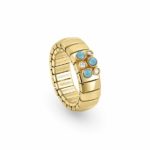 Golden Extension Ring with Turquoise & CZ