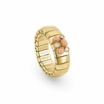 Golden Extension Ring with Pink Coral & CZ