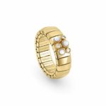 Golden Extension Ring with Mother of pearl & Cubic  Zirconia