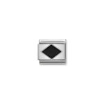 Composable Classic Link Black Rhombus with 925 Sterling Silver & Enamel