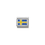 Composable Classic Link Sweden Flag with 925 Sterling Silve r & Enamel