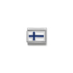 Composable Classic Link Finland Flag with 925 Sterling Silver & Enamel