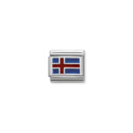 Composable Classic Link Iceland Flag with 925 Sterling Silver & Enamel