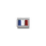 Composable Classic Link France Flag with 925 Sterling Silver & Enamel