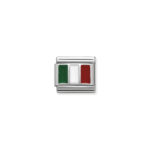 Composable Classic Link Italy Flag with 925 Sterling Silver & Enamel