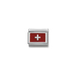 Composable Classic Link Switzerland Flag with 925 Sterling Silver & Enamel