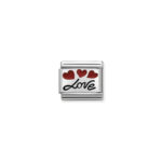 Composable Classic Link Love in Italics and Balloons  with 925 Sterling Silver & Enamel