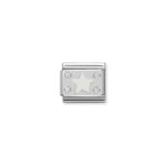 Composable Classic Link Plate with White Star with 925 Sterling Silver & Cubic Zirconia