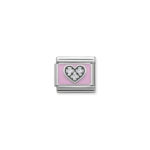 Composable Classic Link  Pink Heart with 925 Sterling Silver & Cubic Zirconia