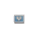 Composable Classic Link  Light Blue Heart with 925 Sterling Silver & Cubic Zirconia