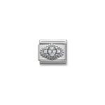 Composable Classic Link White Flower with 925 Sterling Silver & Cz