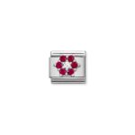 Composable Classic Link Red and White Flower with 925 Sterling Silver & Cz