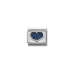 Composable Classic Link Blue Heart  with 925 Sterling Silver & Cz