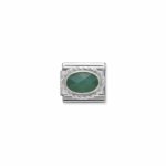 Composable Classic Link Stone Faced Green Agathe with 925 Sterling Silver