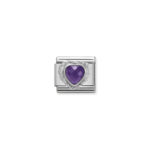 Composable Classic Link Purple  Heart with 925 Sterling Silver & Cubic Zirconia