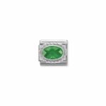 Composable Classic Link Emerald Green Oval Cubic Zirconia with 925 Sterlin Silver