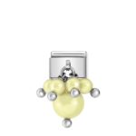 Composable Classic Link with Pastel Yellow  Crystal Pearls and High Quality Stainless Steel