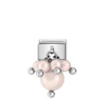 Composable Classic Link with Pastel Pink Crystal Pearls and High Quality Stainless Steel