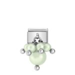 Composable Classic Link with Pastel Green Crystal Pearls and High Quality Stainless Steel