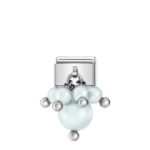 Composable Classic Link with Pastel Light Blue Crystal Pearls and High Quality Stainless Steel