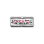 Composable Classic Double Link 3 Protee Flowers with 925 Sterling Silver & Enamel