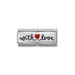 Composable Classic Double Link With Heart Love with 925 Sterling Silver & Enamel