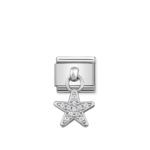 Composable Classic Pendant Link  CZ Star with Sterling Silver 925 and High Quality Stainless Steel