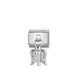 Composable Classic Pendant Link  CZ Angel with  Sterling Silver 925 and High Quality Stainless Steel