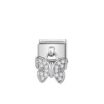 Composable Classic Pendant Link CZ Butterfly with  Sterling Silver 925 and High Quality Stainless Steel