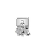 Composable Classic Pendant Link CZ Elephant with  Sterling Silver 925 and High Quality Stainless Steel