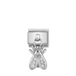 Composable Classic Pendant Link  CZ Fly with  Sterling Silver 925 and High Quality Stainless Steel