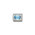 Composable Classic Link Oval Light Blue Cz with 18K Gold