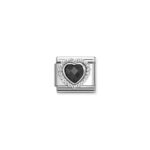 Composable Classic Link  Black Heart with 925 Sterling Silver Around